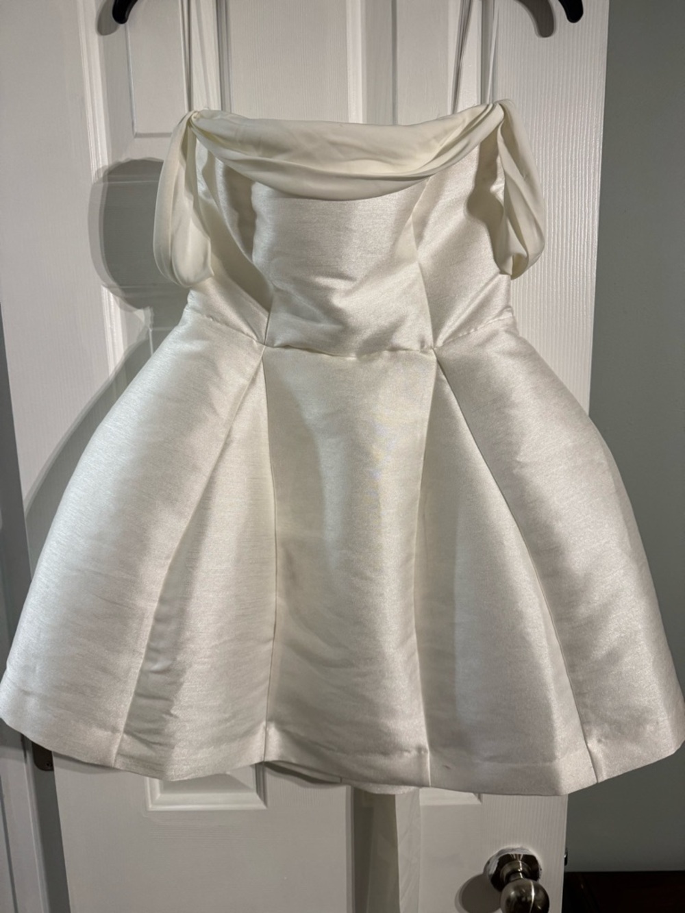 BHLDN Ivory Off-the-Shoulder Mini Dress with Knotted Sleeves - Picture 5 of 11